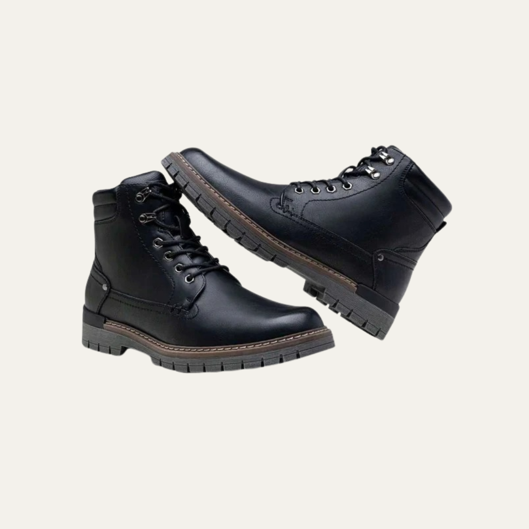 Men’s Military Style Lace Up Combat Boots with Lug Sole