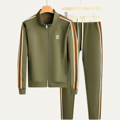 Men’s Stylish Leather-Trim Tracksuit Set