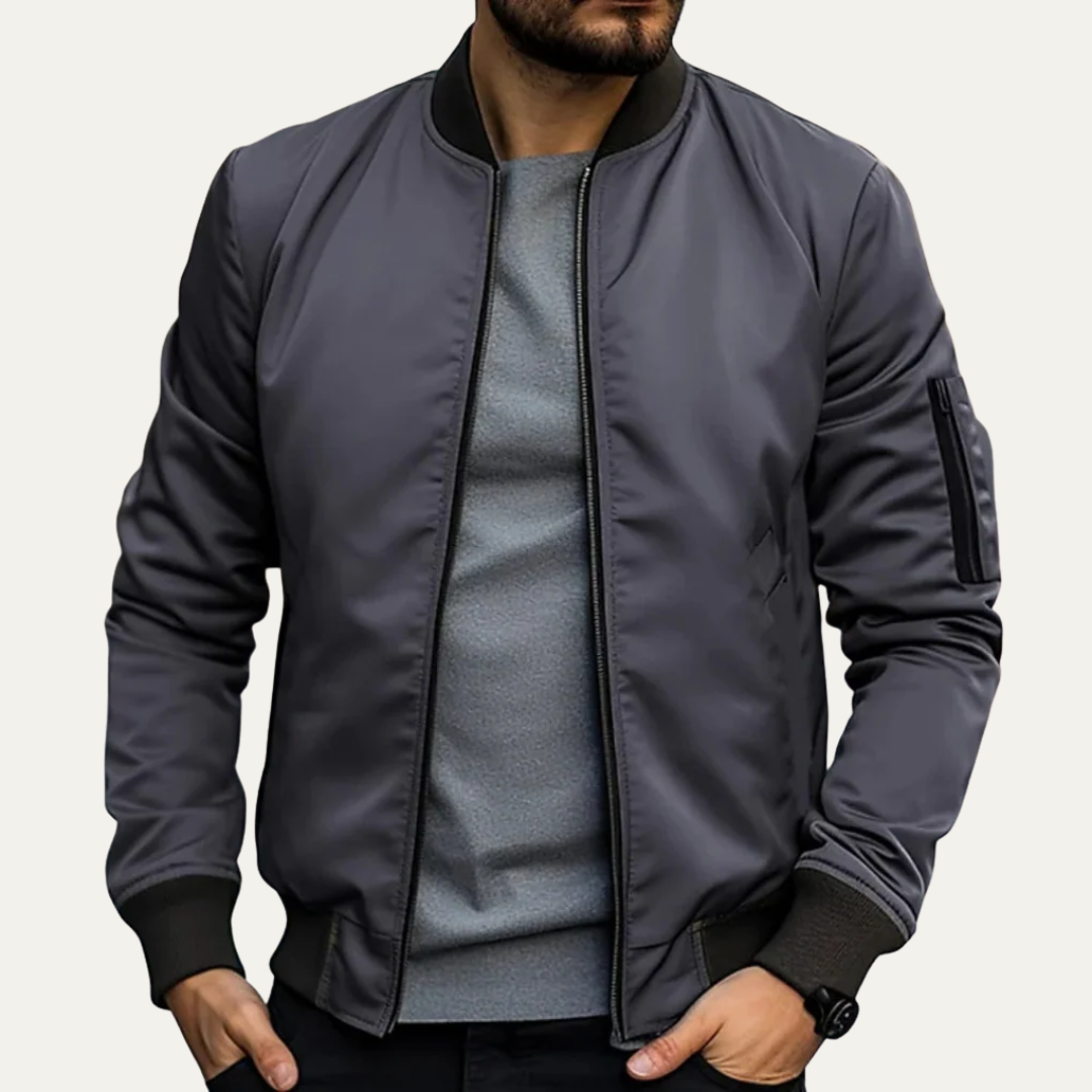 Men’s Classic Ribbed Collar Bomber Jacket