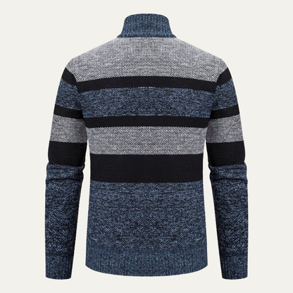 The Desenzano Men’s Knit Winter Striped Zip Cardigan