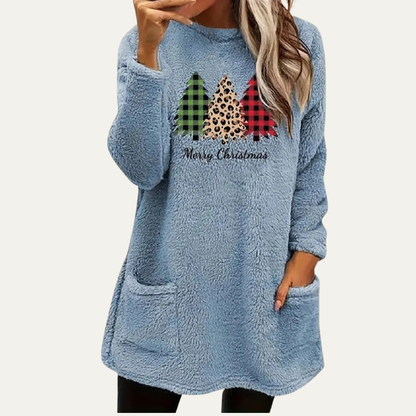 Women’s Fuzzy Christmas Tree Sherpa Lounge Top