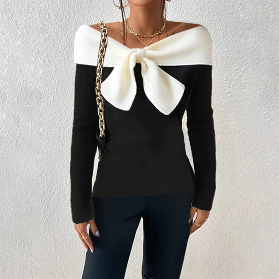 Stylish Women's Black Off Shoulder Sweater