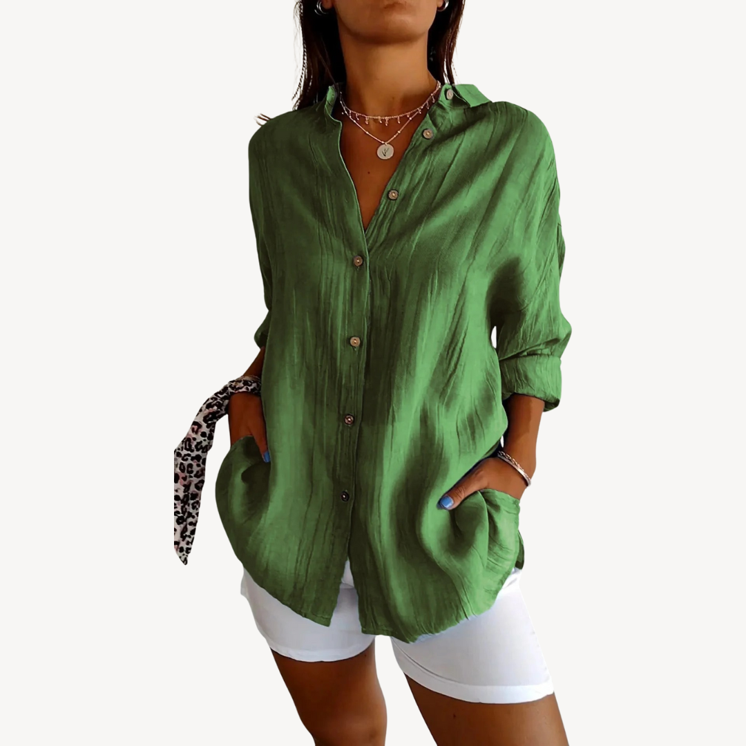 Button-Up Casual Blouse Women