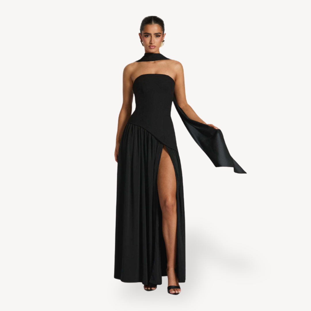 Women's Strapless Slit Maxi Dress