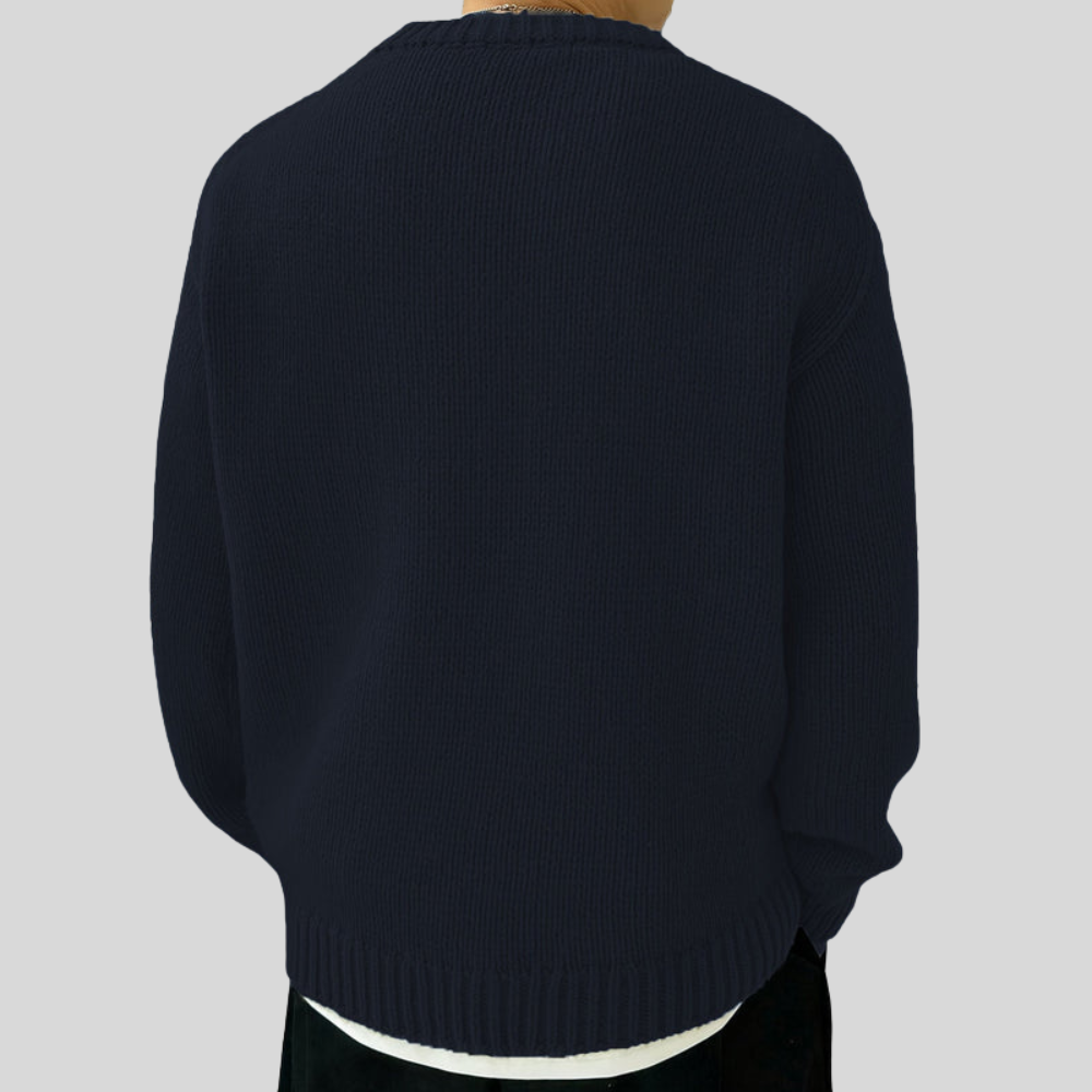 Men’s Oversized Heavy Rib Knit Crew Neck Sweater