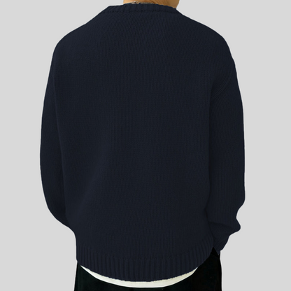 Men’s Oversized Heavy Rib Knit Crew Neck Sweater