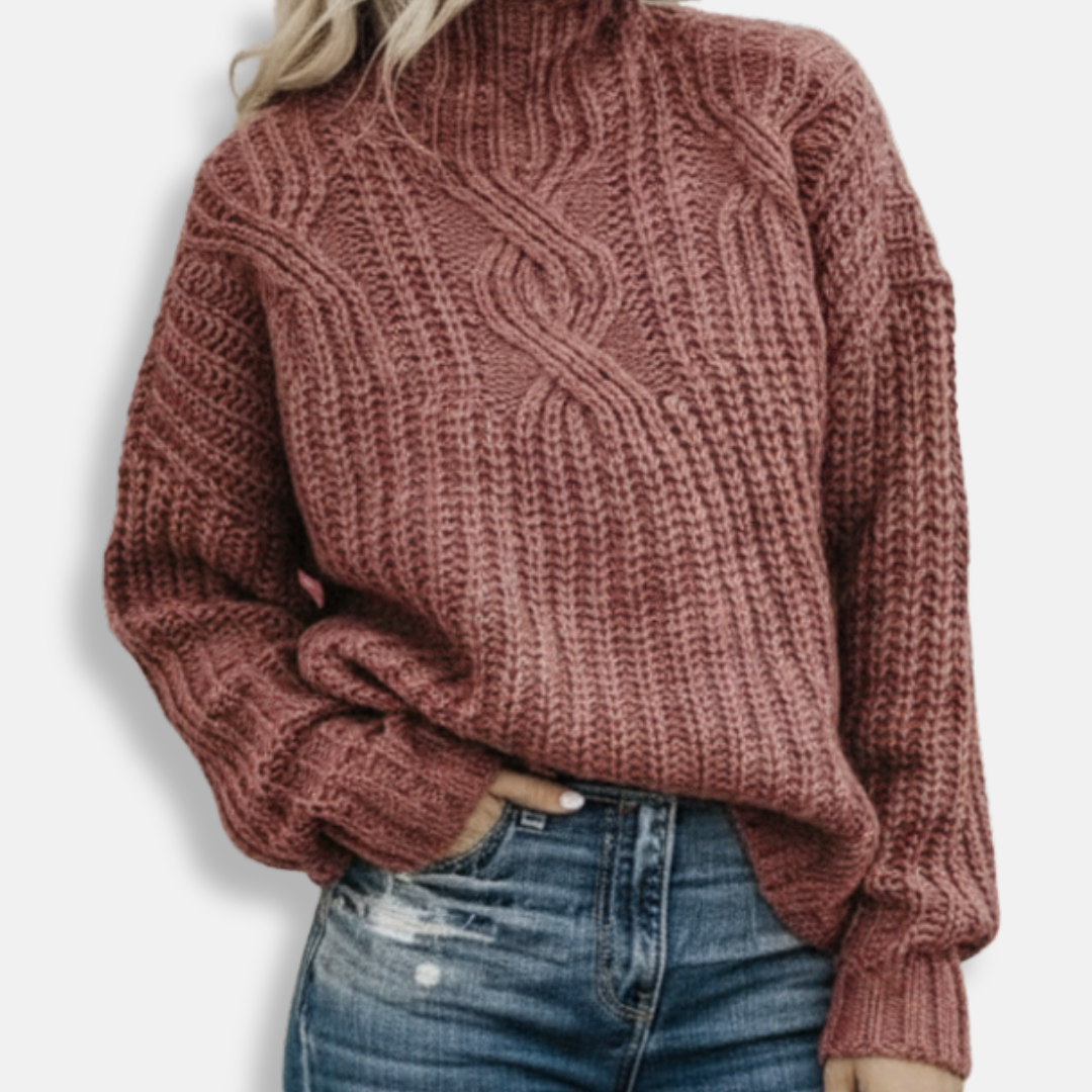 Stella Oversized Knitted Sweater | Turtleneck Long Sleeve Sweater