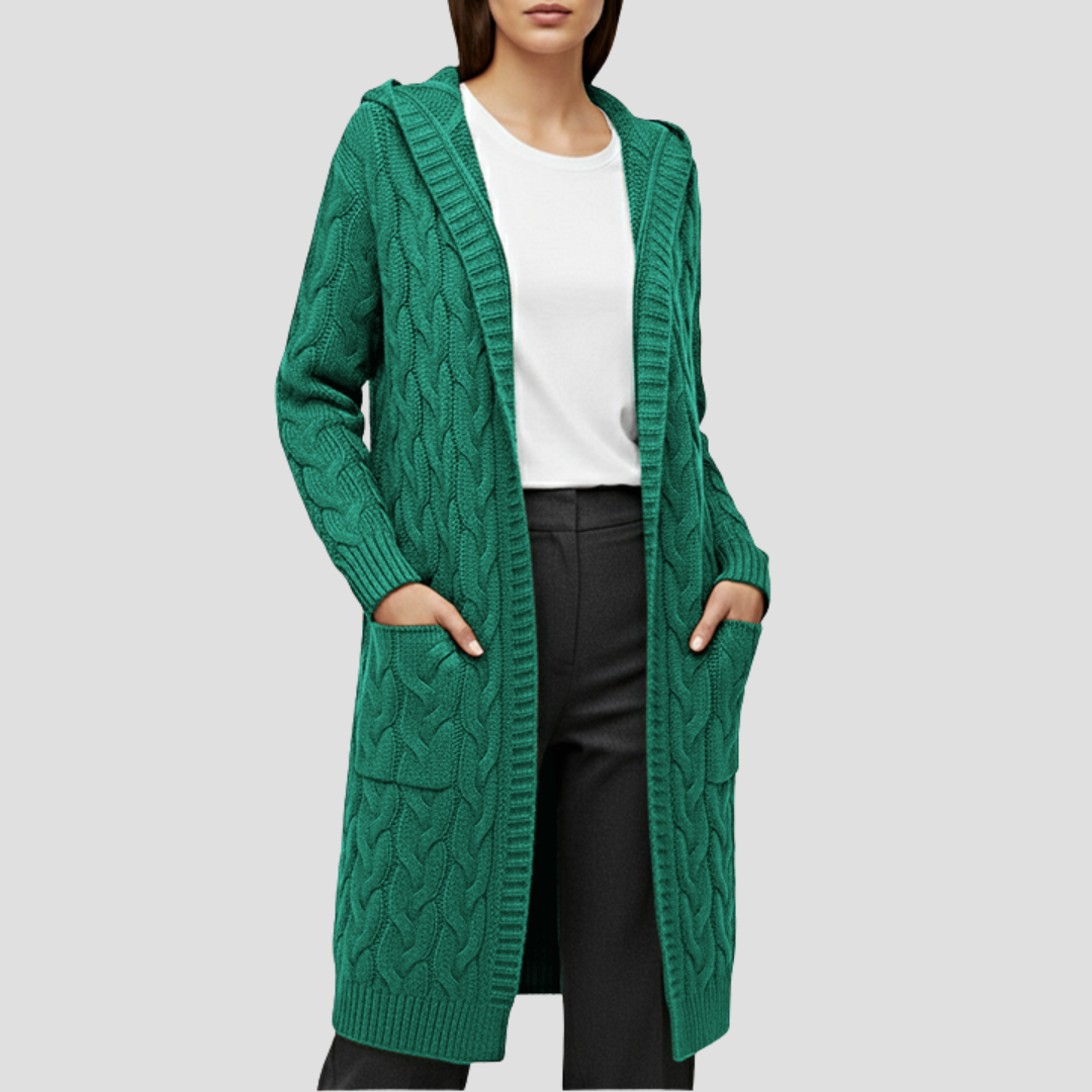 Cozy Cable Knit Open Front Cardigan