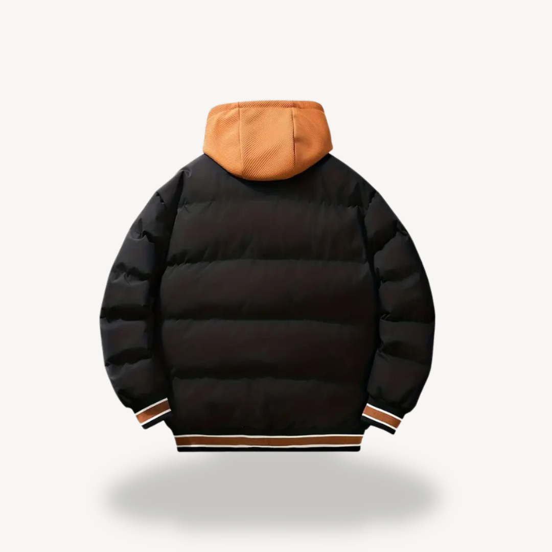Men's Puffer Varsity Jacket with Hoodie