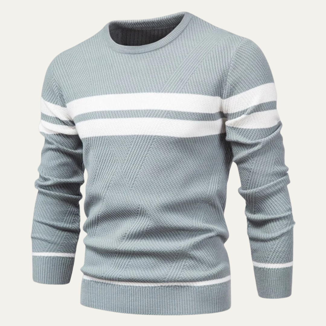 Men’s Double Stripe Textured Knit Sweater