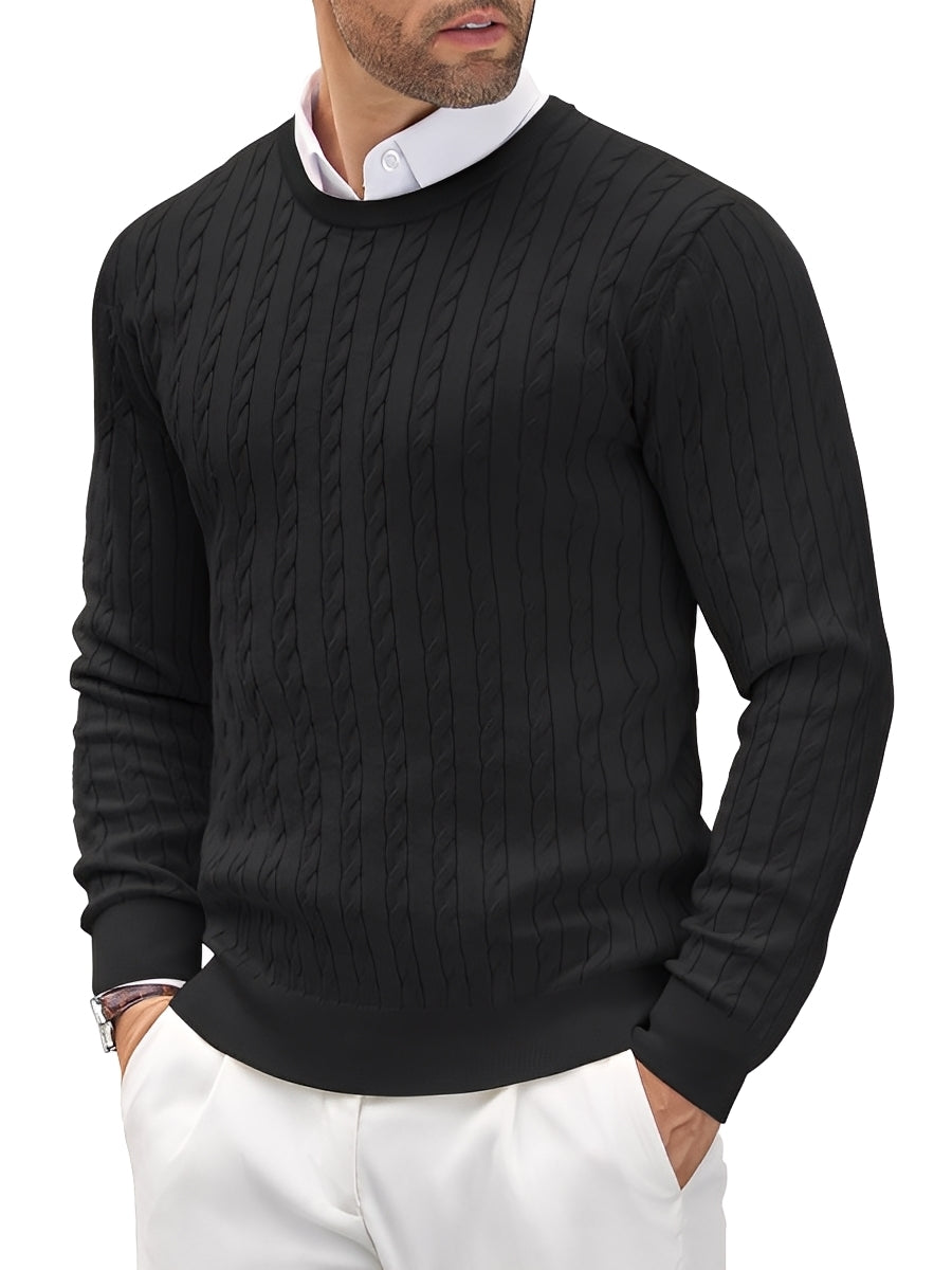 Men’s Stylish Cable Knit Crewneck Sweater