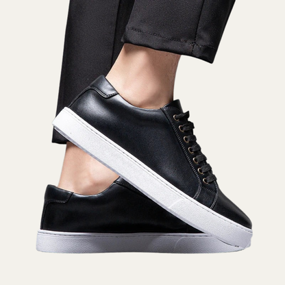 Men’s Leather Low Top Sneakers with Thick Cupsole