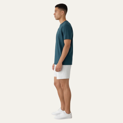 Men’s Casual Mid Thigh Knit Shorts with Stitched Crease