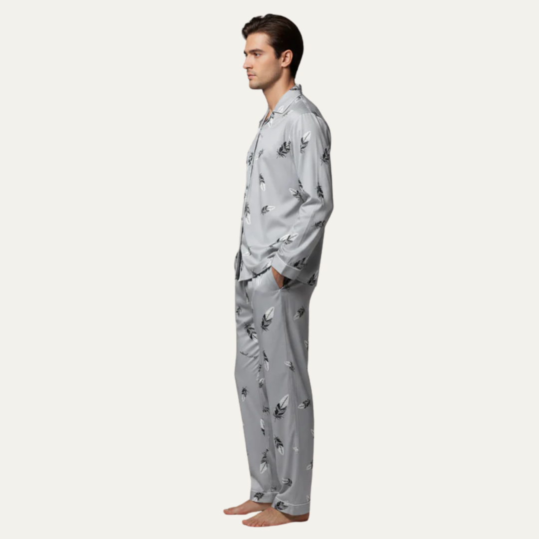 Men’s Window Pane Pattern Pajama Set