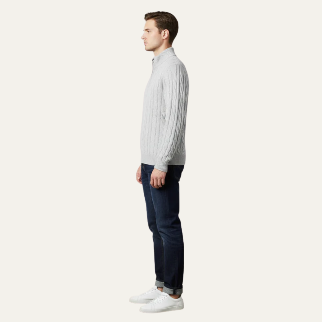 Men’s Cable Knit Fit Quarter Zip Sweater
