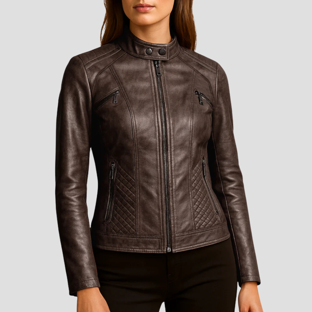 Vintage Quilted Biker Leather Jacket