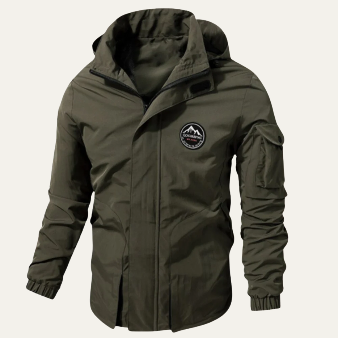 Men’s Heavy Duty Tactical Jacket with Hood and Sleeve Cargo Pocket