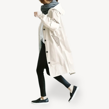 Women's Black Hooded Long Coat