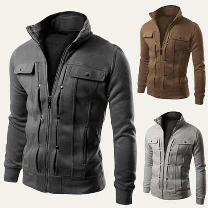 Men’s Modern Fitted High Collar Zip Up Jacket