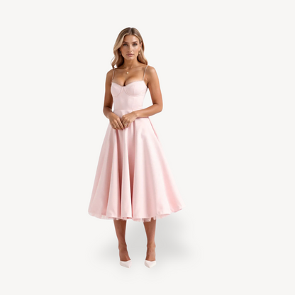 Women's A-Line Midi Dress Cotton Pockets