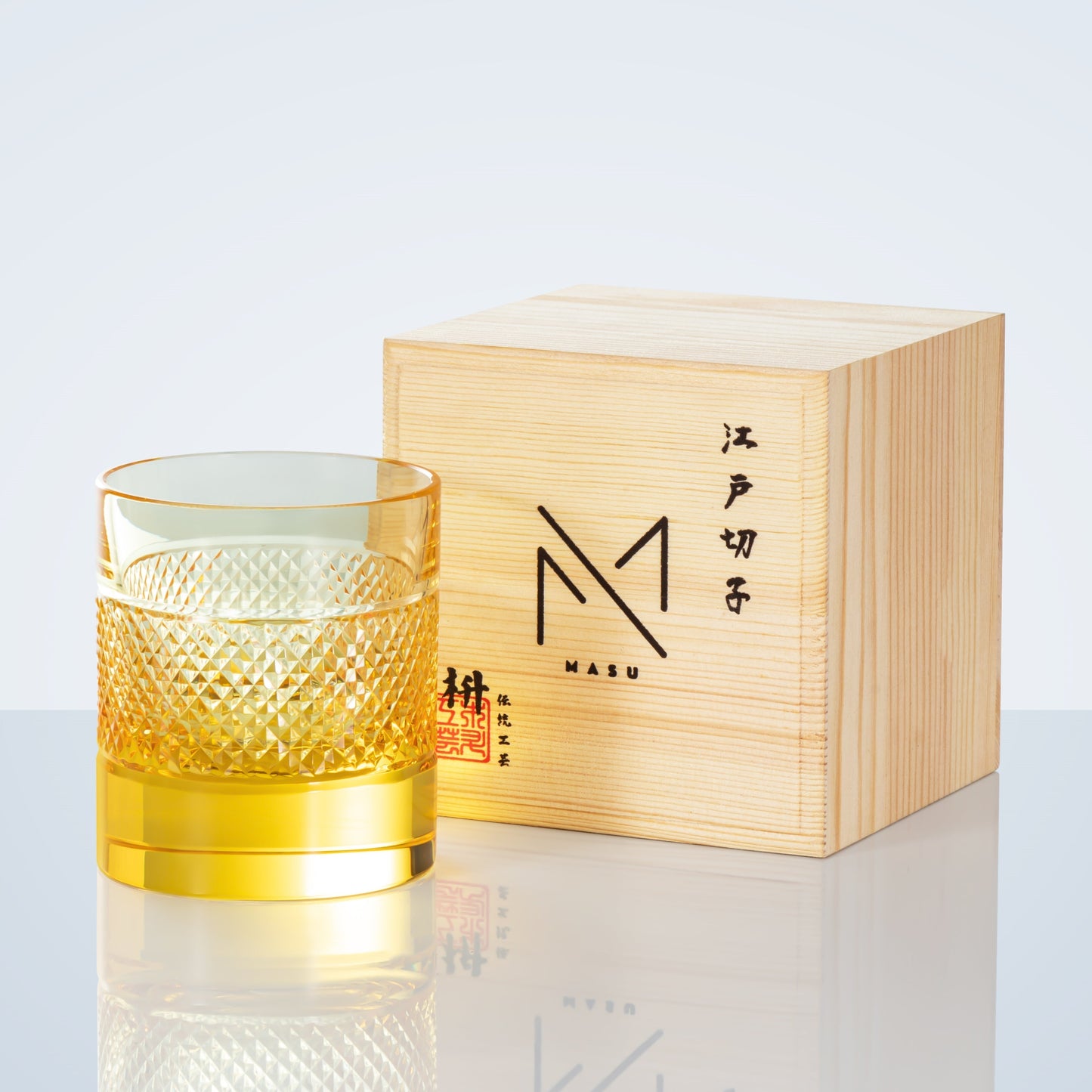 Colorful Diamond Whisky Glasses Set with Wood Gift Box
