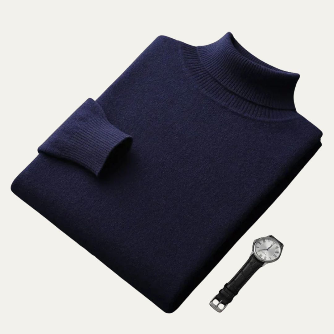 Men’s Smooth Knit Fitted Turtleneck Sweater