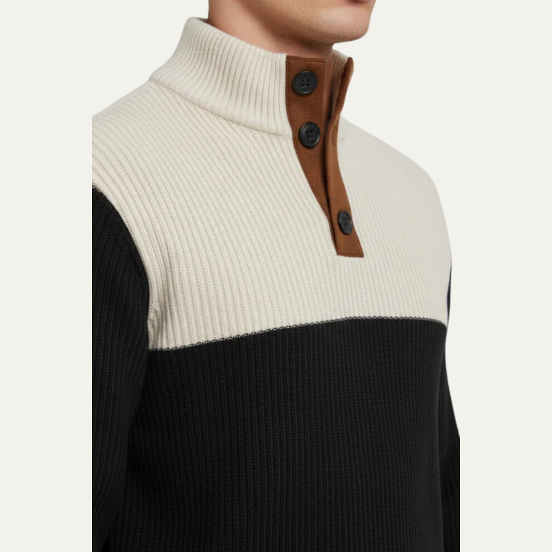 Men’s Color Block Button Placket Sweater