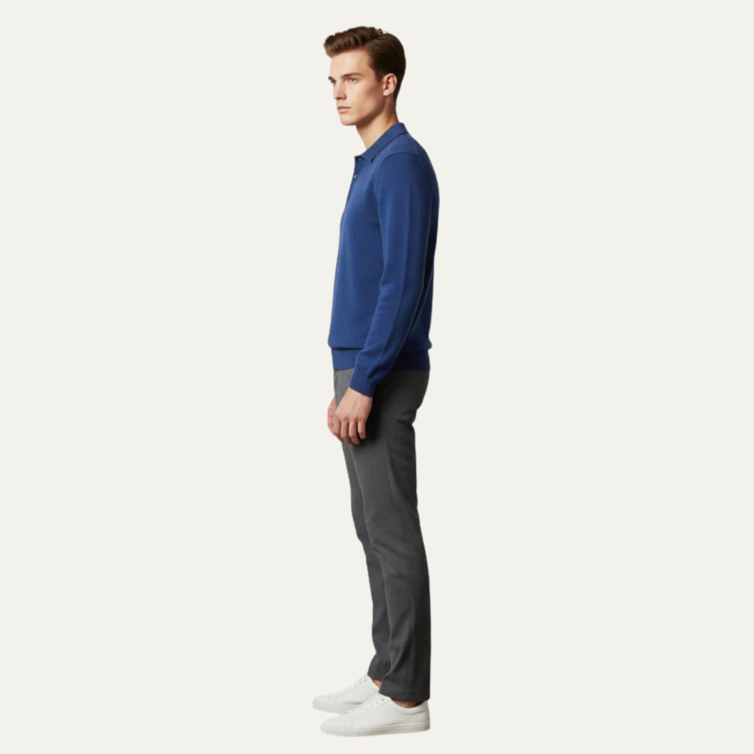Men’s Long Sleeve Knit Polo Sweater
