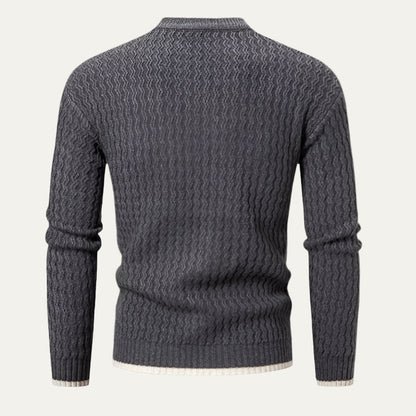 Men’s Textured Vertical Pattern Knit Sweater