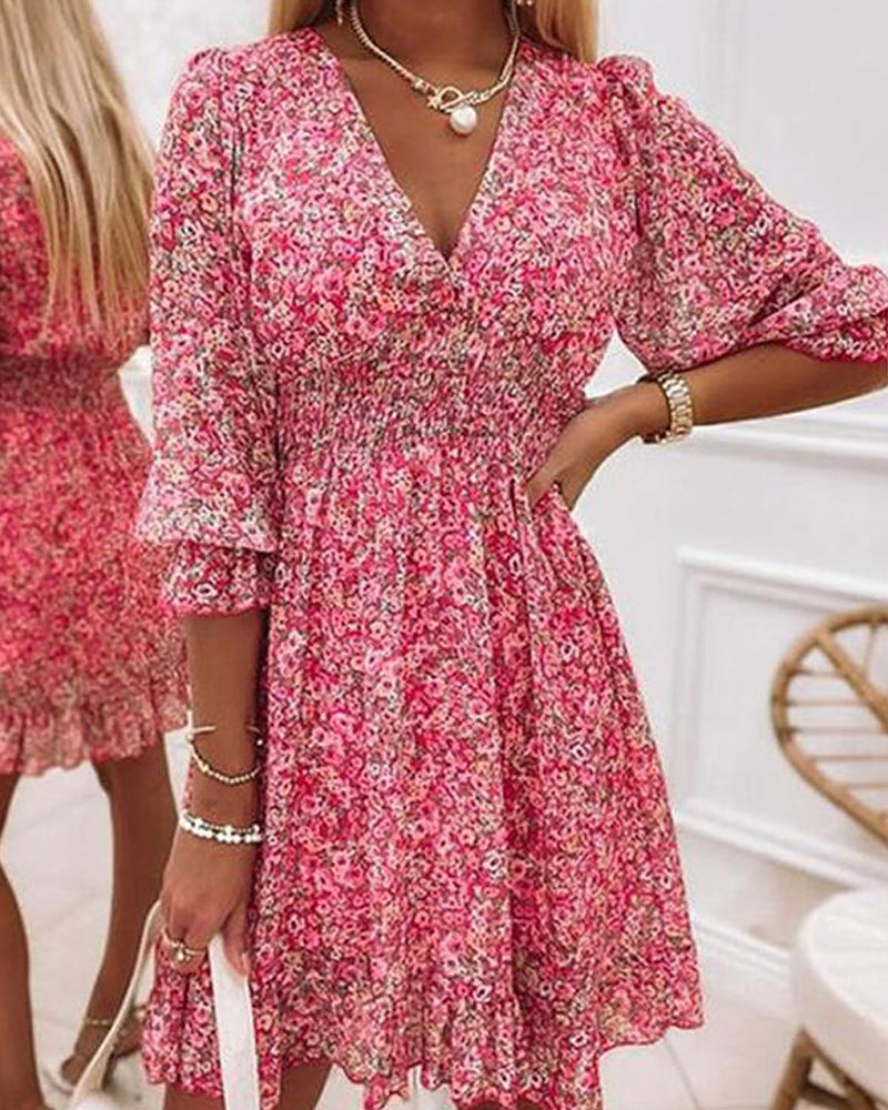 Lightweight Floral Sundress for Women with Puffy Sleeves - BritishElegance