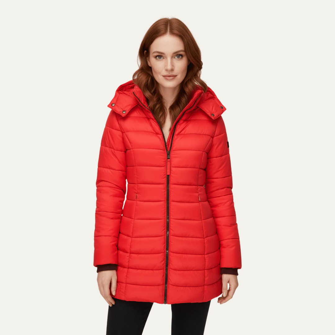 Women’s Fitted Mid-Length Hooded Puffer Coat