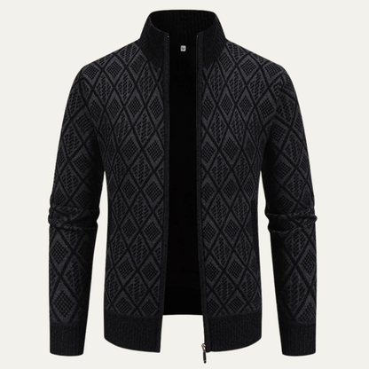 The Arezzo Men’s Smart Casual Diamond Patterned Knit Jacket