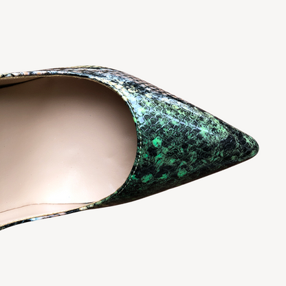 Green Snakeskin Orthopedic Heels for Women