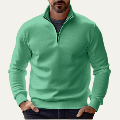 Men’s Stand Collar Quarter Zip Pullover Sweater