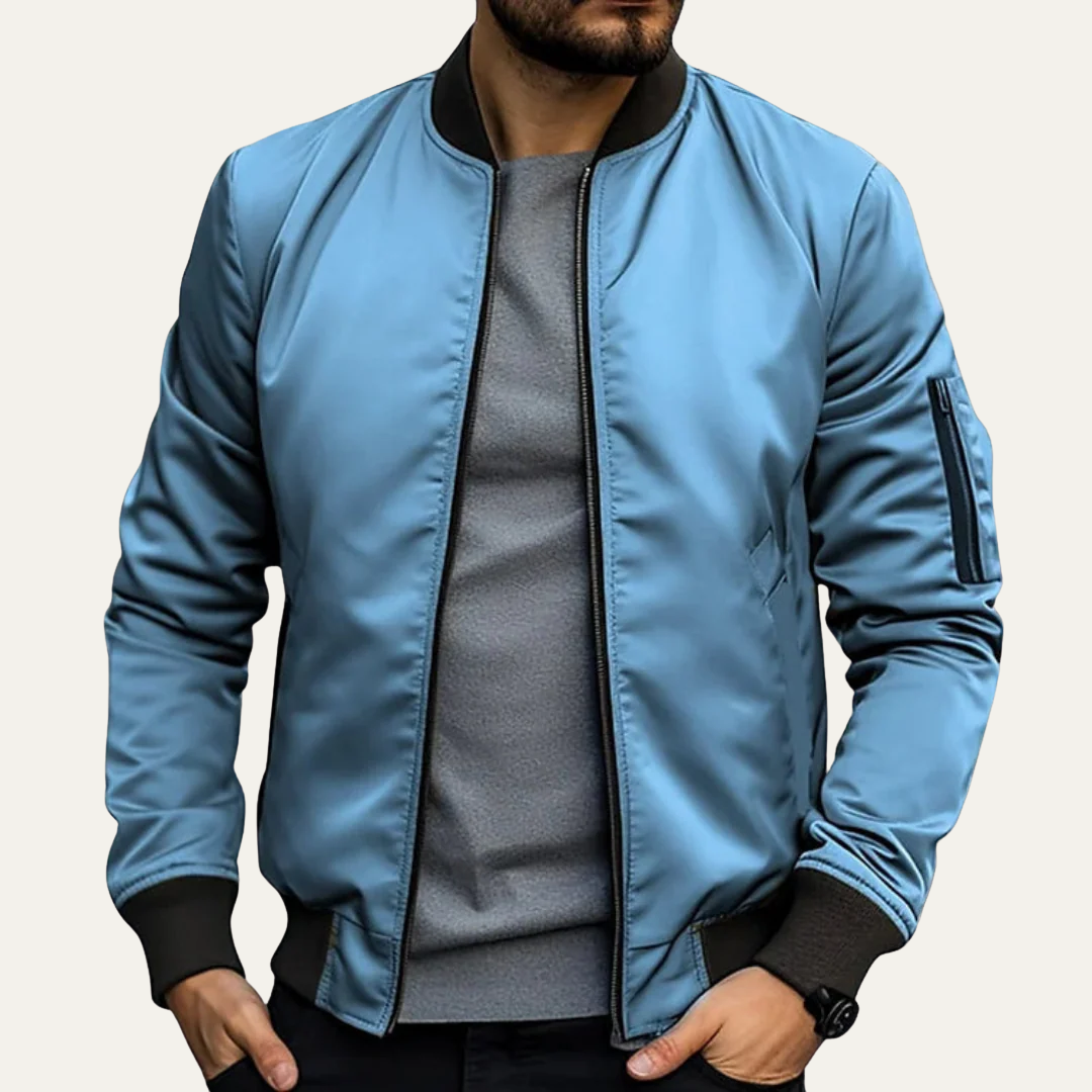 Men’s Modern Smooth Fabric Bomber Jacket