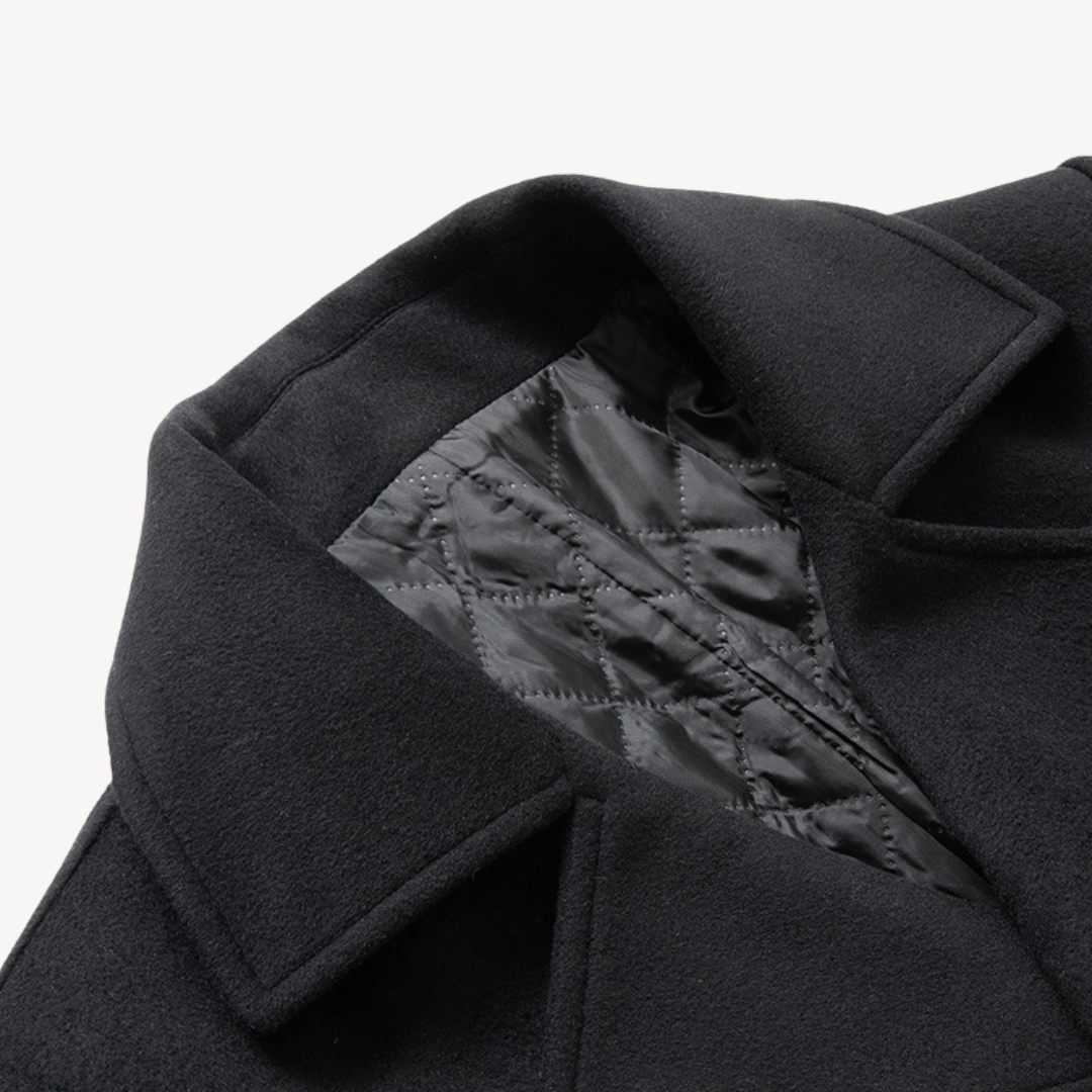 Men’s Wool Trench Coat Double-Breasted in Navy Blue, Gray, Camel, Black
