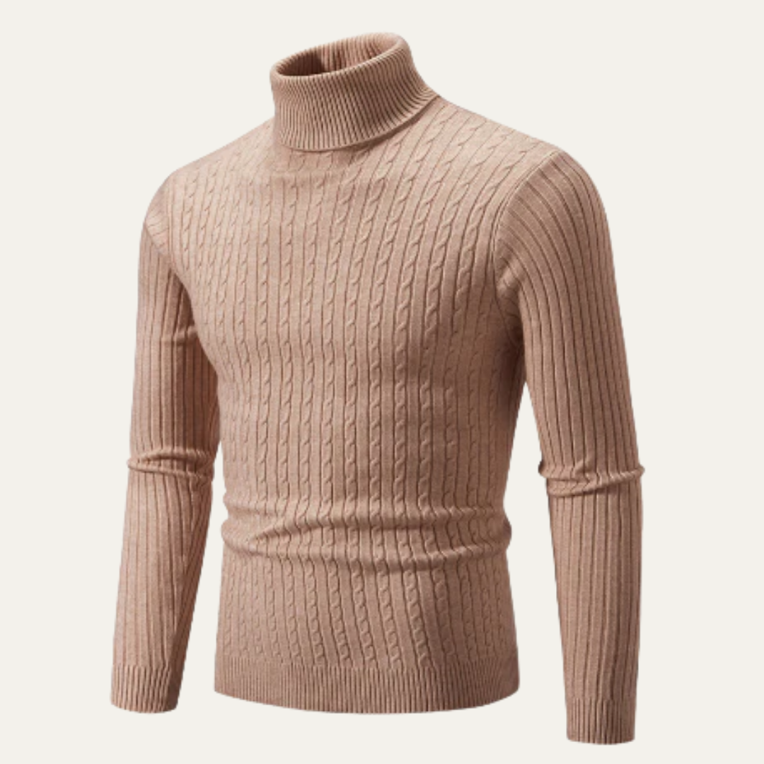 Men’s Slim Fit Cable Knit Turtleneck Sweater