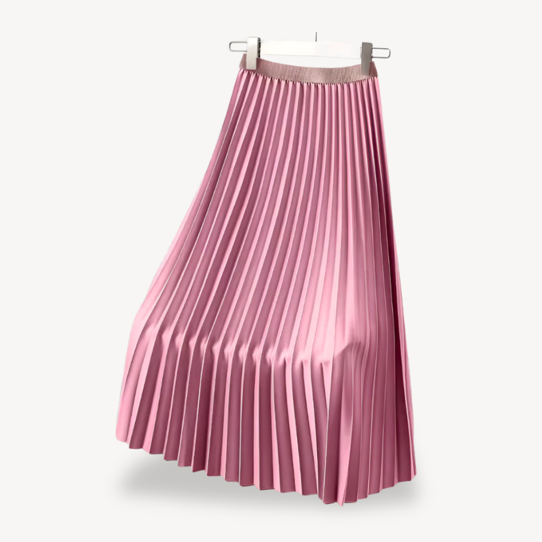 Satin Pleated Midi Skirt for Women