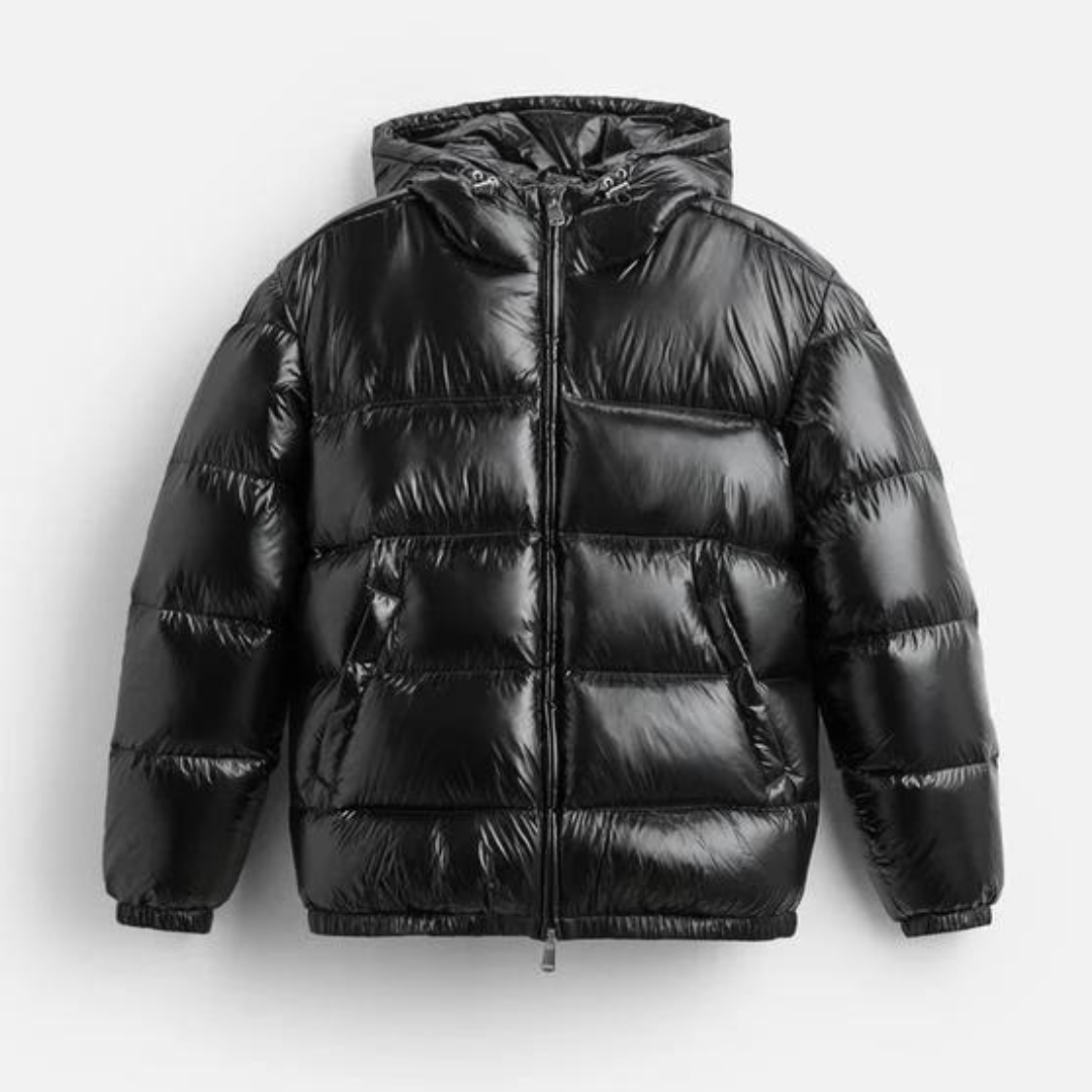 Men’s Modern Glossy Design Hooded Puffer Jacket