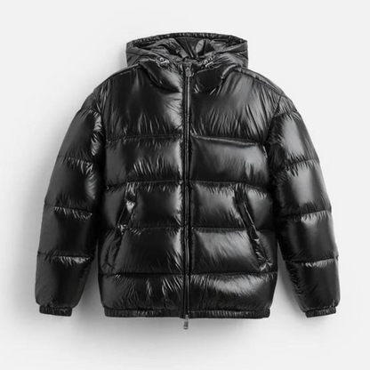 Men’s Modern Glossy Design Hooded Puffer Jacket