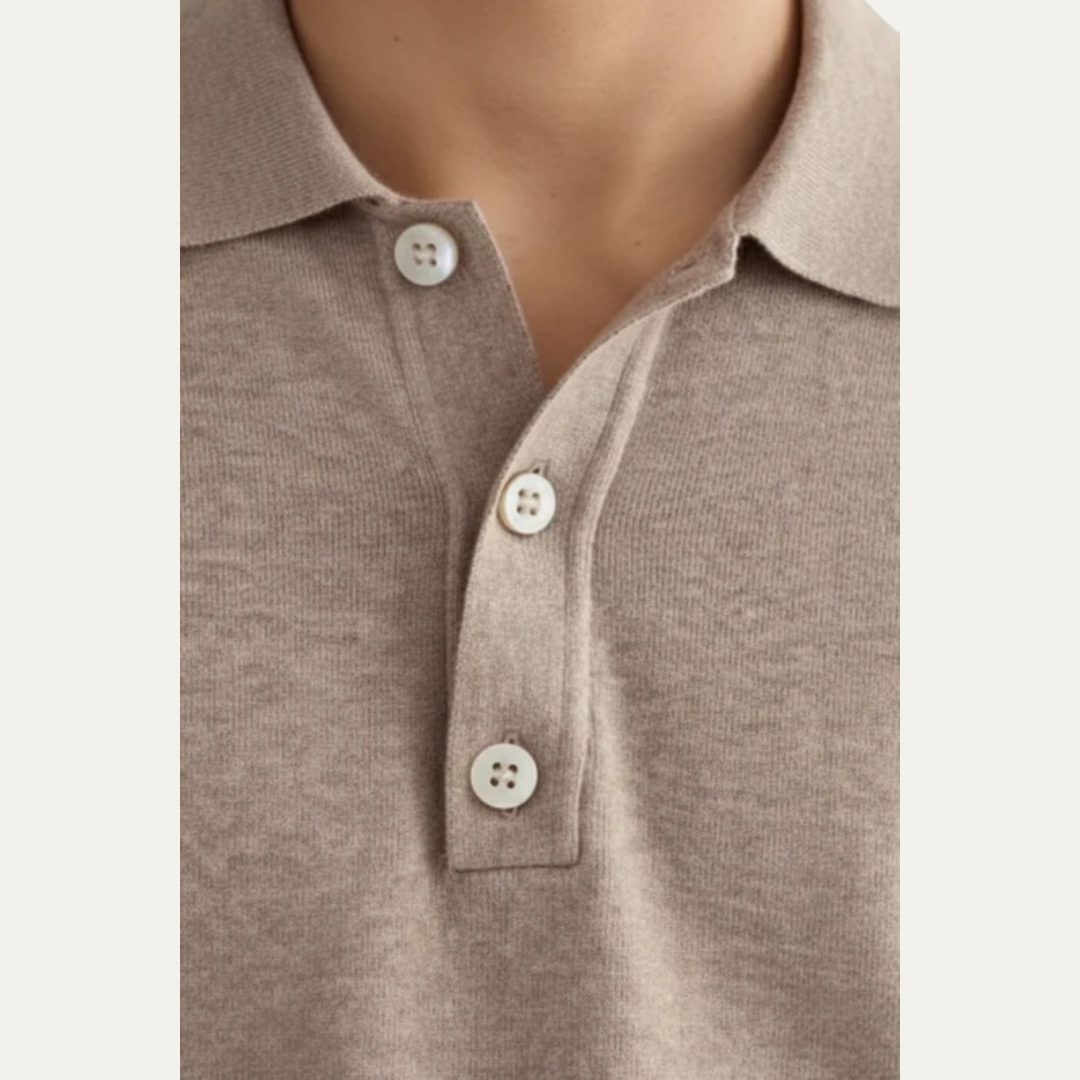 Men’s Fine Knit Long Sleeve Polo Sweater