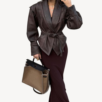 Leather Puffer Blazer Jacket for Women