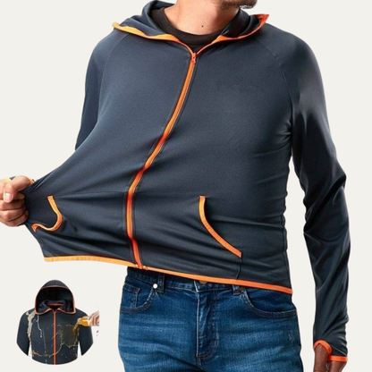 Men’s Stretch Trimmed Full Zip Hooded Athletic Jacket