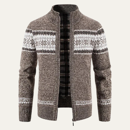 Men's Full Zip Knit Cardigan with Standing Collar