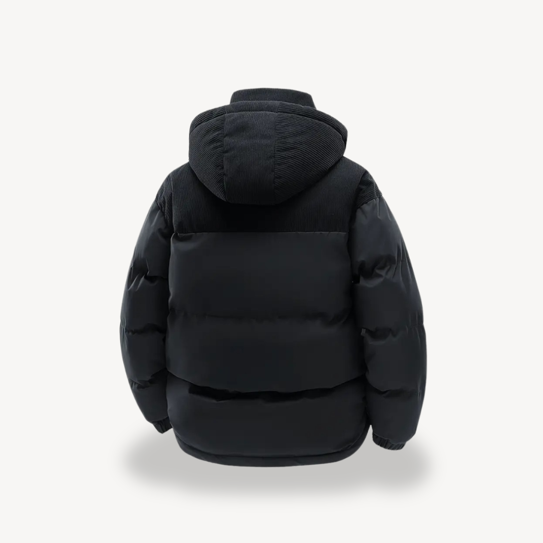 Men's Puffer Jacket with Corduroy Hood
