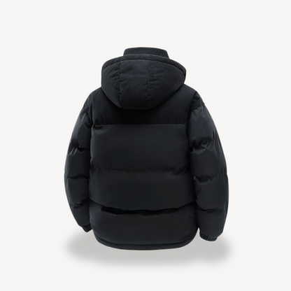 Men's Puffer Jacket with Corduroy Hood
