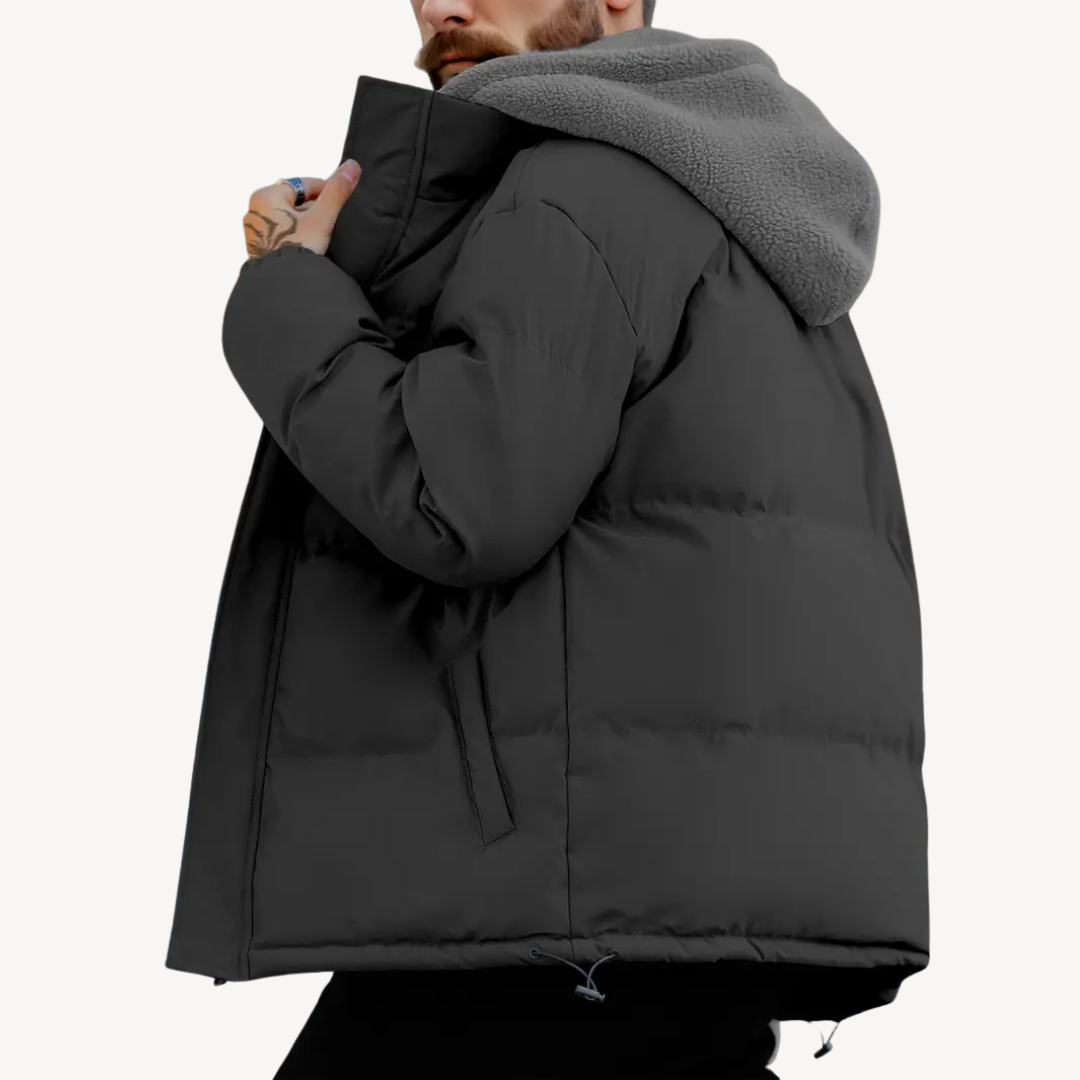 Sherpa-Lined Hooded Puffer Jacket Men