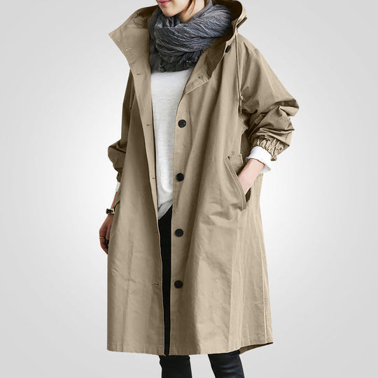 Waterproof Women's Fit Button Raincoat For Daily Use - BritishElegance