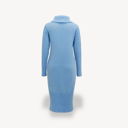 Knit Cable Turtleneck Sweater Dress