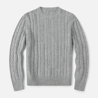 Men's knitted cotton sweater - timeless round neck with modern elegance